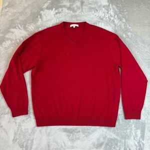Turnbury 100% Extra Fine Merino Wool Men's Red V-Neck Sweater XL